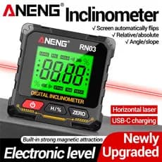 Inclinômetro digital a laser ANENG RN03 Medidor de ângulo 360 ° Transferidor de Magnes 0,05 ° Caixa de nível de