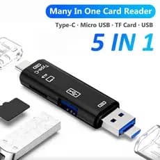 Microusb  usb 5 em 1 usb tipo c, adaptador universal com leitor de cartão alta velocidade android e computadores