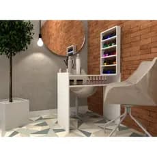 Mesa de Manicure 85x77x32 em MDF Branco Salão de Beleza