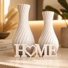 Kit Vasos Decorativos Modernos Preto/Branco + HOME Minimalista Luxo Sala Quarto