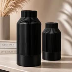 Kit 2 Vasos Decorativos Modernos Preto Minimalista Luxo Sala Aparador Mesa Elegante Premium