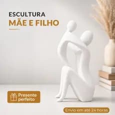 Escultura Mãe e Filho Presente Dia das Mães Decoração Moderna Sala Quarto Casa