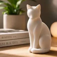 Escultura Estatua Gato Decorativo Pet Lover Minimalista Decoração Moderna Sala Quarto Mesa Elegante