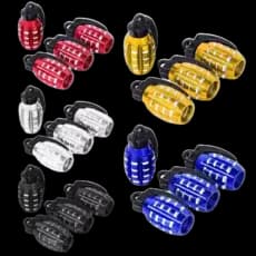 kit 2 Pares Tampa de Válvula Para Pneu de Carro Moto Bicicleta Modelo Bomba Granad4