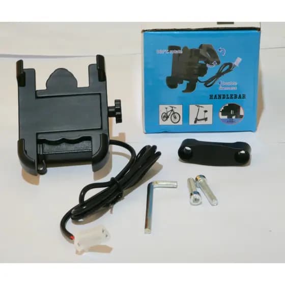 Suporte de Celular com Carregador USB para Moto Ajustável, Reforçado e com Alimentação Direta 12V