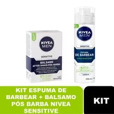 Kit Nivea Men Sensitive Espuma De Barbear 200ml + Pós Barba Bálsamo 100ml
