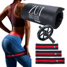 Kit Funcional Academia em Casa – Roda Abdominal, Colchonete e Elástico Mini Band