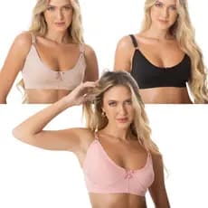 Kit 3 Sutiã Sem Bojo Reforçado Microfibra Alça Regulagem Adulto Plus Confortável Feminino
