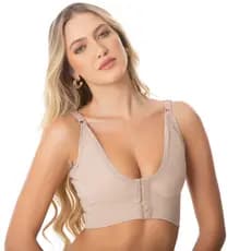 Sutiã Pós Cirúrgico Reforçado Compressão Sustentação Operatório Silicone Fecho Frontal