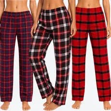 Calça Xadrez Kit 3 Pijama Peças Feminina Folgada 100% Suede Algodão Dormir