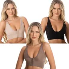 Kit 3 Cinta Mama Sutiã Pós Cirúrgico Mamoplastia Reforçado Sustentação Pós Operatório Silicone Fecho