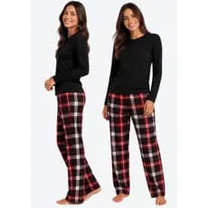 Pijama Feminino Xadrez Longo Adulto Manga Comprida De Inverno Frio