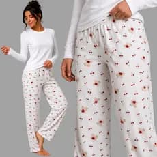 Pijama Longo Feminino Malha Adulto Manga Comprida Dormir Manga Frio