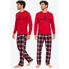 Pijamas De Frio Camisa E Calça De Malha Xadrez Masculino Manga Longa Promoção