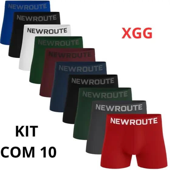 Kit 10 Cuecas Box Boxer New Route  Microfibra Adulto Outlet