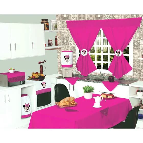 Jogo de Cozinha 10 Peças Com Cortina Estampado Sublimado