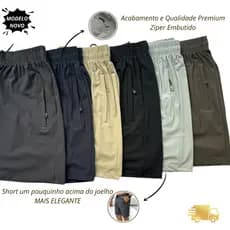 Bermudas Masculina Tactel Elastano Zíper Bolsos Texturizada Short Academia Treino Alta Qualidade