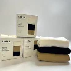Kit com 03 Camisetas Básicas Gola Redonda Marca LEÔRA Masculina Tecido Waffle Texturizado Premium Casual