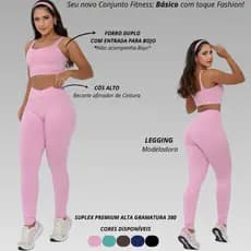 Conjunto Feminino de Academia Calça Legging + Top Modelador que Levanta e Define o Corpo