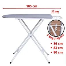 Mesa Tabua de Passar Roupa Passadeira Retrátil 3 Andares Técido Térmico Dobravel Extra Forte Resistente Com Porta Ferro