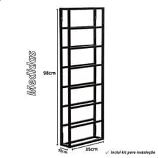 Adega Suspensa 8 Garrafas Vertical Industrial Moderna
