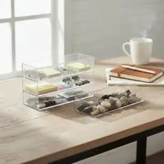 Organizador de talheres gavetas porta lapis objetos maquiagem multiuso com 4 peças cor cristal Max