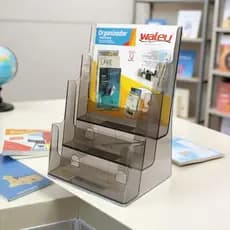 porta folhas folhetos expositor de Papeis e Documentos tres compartimentos Triplo Vertical maxcril