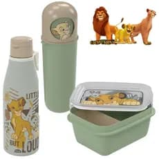 kit Rei Leão Simba garrafa porta escovas de dente e marmita presente infantil escolar