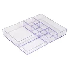 Kit Organizador de gavetas ou mesas multiuso modular cor cristal KIT com 06 peças de encaixar