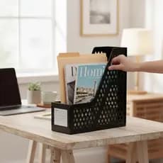 Organizador porta Pastas e Revistas Individual Preto com identificação
