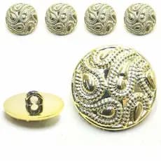 Botão Com Pé N°40 (25,4Mm) | Cor Dourado | 50 Unidades | Para Roupas, Customização E Artesanato