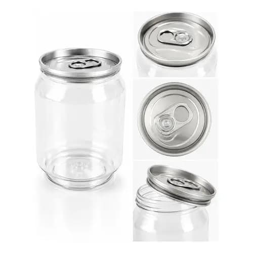 Kit 30 Copos Pet Lata 330Ml Transparente Com Tampa Easy Open Uso Profissional Resistente