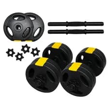 Kit Halteres Musculação Ajustável com Barra até 30kg Bonafit – Segurança Para Treino em Casa, Peso Variado 10kg a 30kg