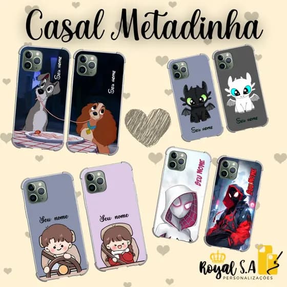 Capinha personalizada Casal Metadinha para todos aparelhos Samsung/ Iphone/ Motorola/ Xiaomi/ Realme