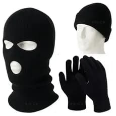 Touca Ninja Luva Máscara Motoqueiro Lã Térmica Unissex Inverno Frio Intenso Masculino Feminino