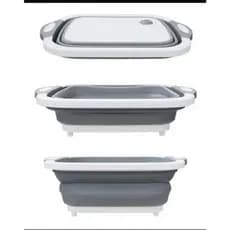 Tábua Bacia Cesta Retrátil Silicone Multifuncional Cozinha 3 em1/tubua-bacia-escoredor de vetais ou frutas XL3307