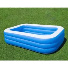 Piscina 3 Aneis inflável Retangular PVC Azul Familiar Resistente 120 cm a 305 cm Infantil e Adulto VG Plus