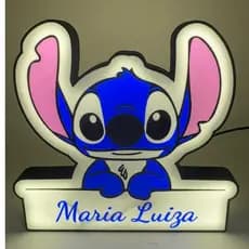 LUMINARIA 3D DO PERSONAGEM STITCH PERSONALIZADA COM NOME LUZ NOTURNA PARA QUARTO,  ESCRITORIO,  SALA,  ETC..