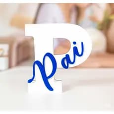 LETRA P COM A PALAVRA PAI EM DESTAQUE EM  3D PERSONALIZADA COM AS CORES QUE MAIS COMBINAM COM SEU PAI