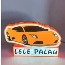 LUMINARIA 3D DA LAMBORGHINI PERSONALIZADA COM NOME LUZ NOTURNA PARA QUARTO, ESCRITORIO, SALA, ETC..