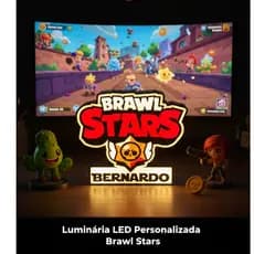 LUMINARIA 3D DO JOGO BRAWL STARS PERSONALIZADA COM NOME LUZ NOTURNA PARA QUARTO, ESCRITORIO, SALA, ETC..