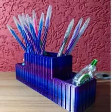 PORTA LAPIS E CANETAS 3D COM 6 DIVISÓRIAS COR NOTURNO