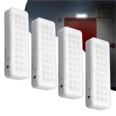 Kit 4 Luminária de Emergência Bateria Recarregável 30 leds Lâmpada Luz Branco Frio Bivolt 110v 220v