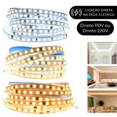 Fita Led 110v/220v Direta 120leds/m Rolo 10m Não Usa Fonte Led Interno