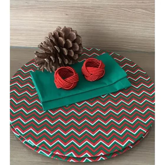 Capa de Sousplat Chevron Natalino/Capa de Sousplat Tecido Natalino/Capa de Sousplat Natalino