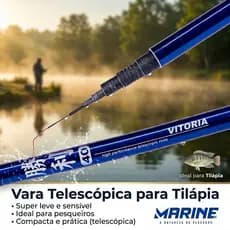 Vara de Pesca Telescópica para Tilápia Vitória Marine - Leve e Sensível 2,10 a 4,5m