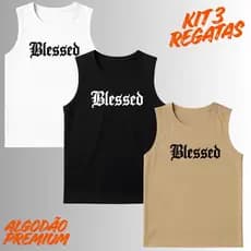 Kit 3 Regatas Masculina Algodão Varias Estampas Leve e Confortavel