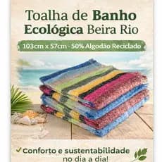 Kit com 6 Toalhas de Banho ecológicas listrada 103cm x 57cm Beira Rio