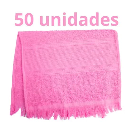 Kit com 50 Toalhas Social de mão para bordar Rosa 100% algodão 23x36