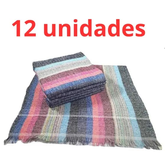 Kit com 12 Panos de chão listrados grande 103cm x 57cm 100% algodão